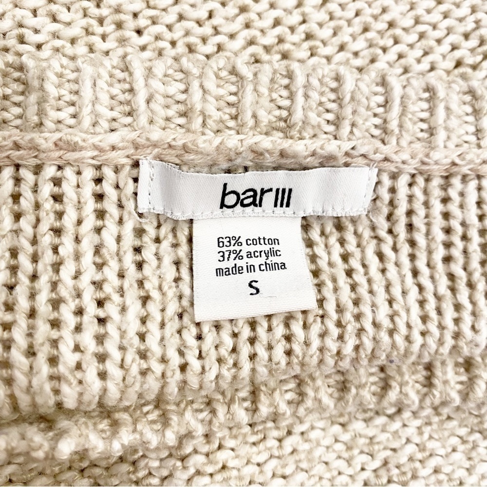 Bar III | Knit Crewneck Sweater Cream Beige Cotton Size Small - Picture 4 of 4